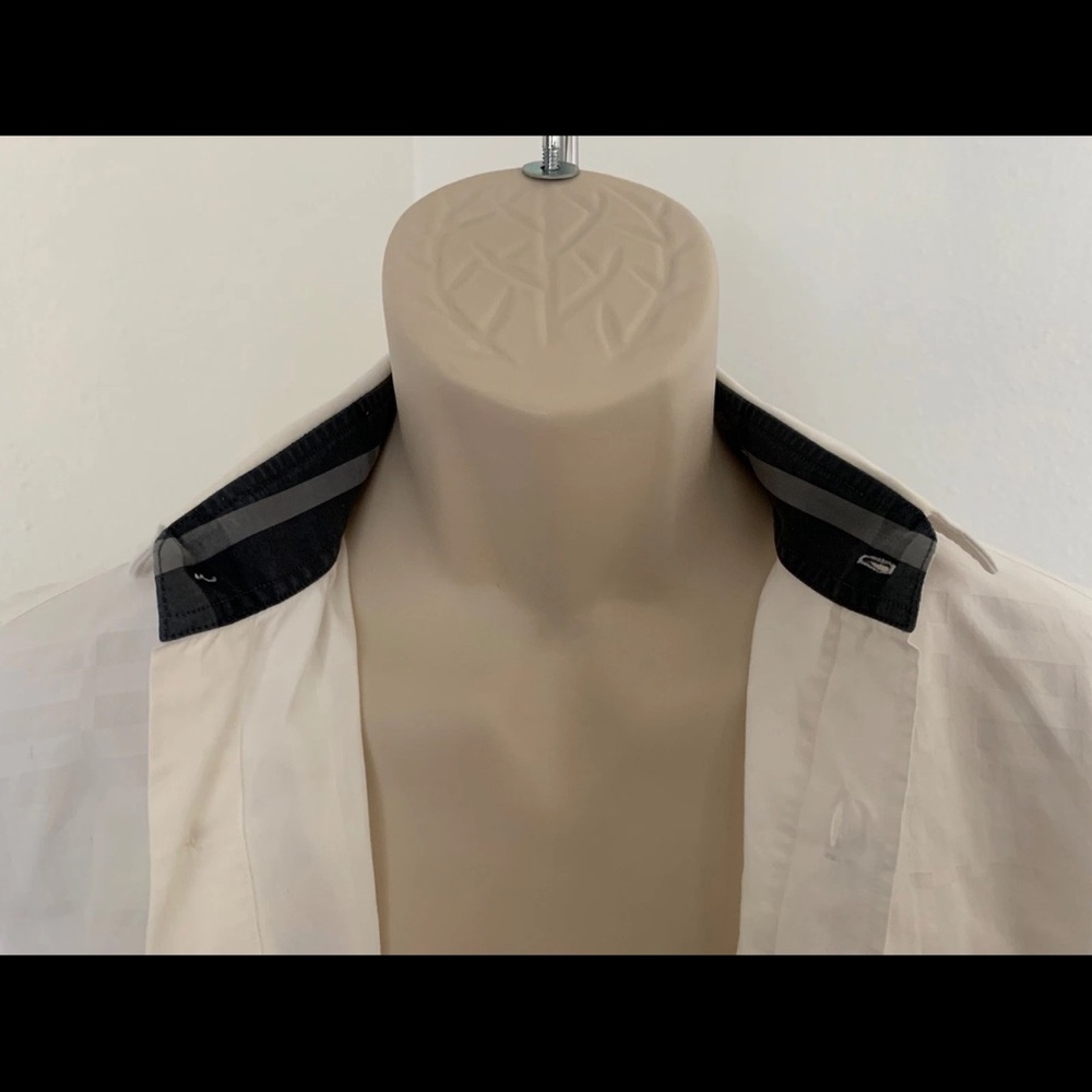 BURBERRY LONDON Mens Dressy Shirt White Button Down Nova Check Long Sleeve Sz L - Picture 6 of 16